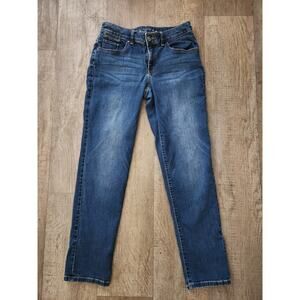 CHICO’S Jeans Size 00 Ankle Platinum Boyfriend Mid Rise Blue Denim Medium Wash